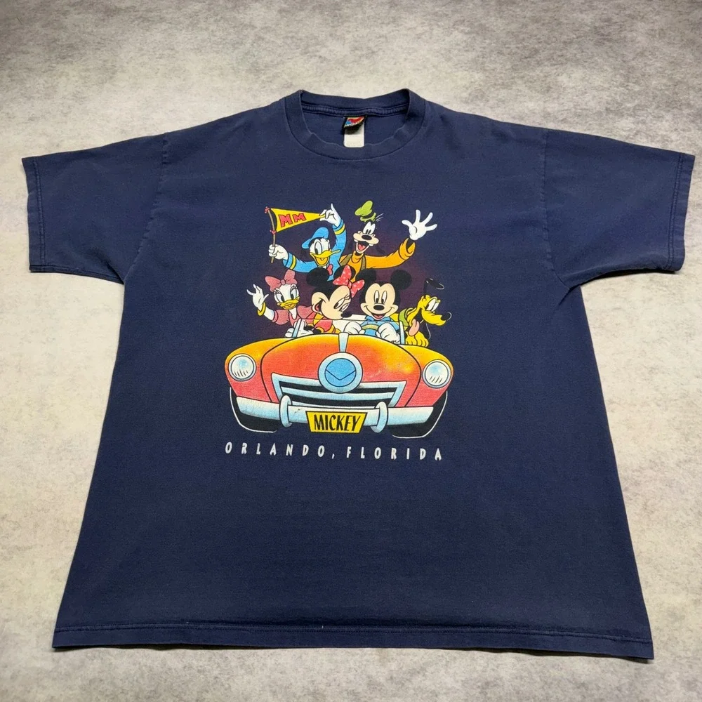 VTG Mickey Unlimited Orlando Florida Adult XL Navy Blue Disney Graphic T-Shirt